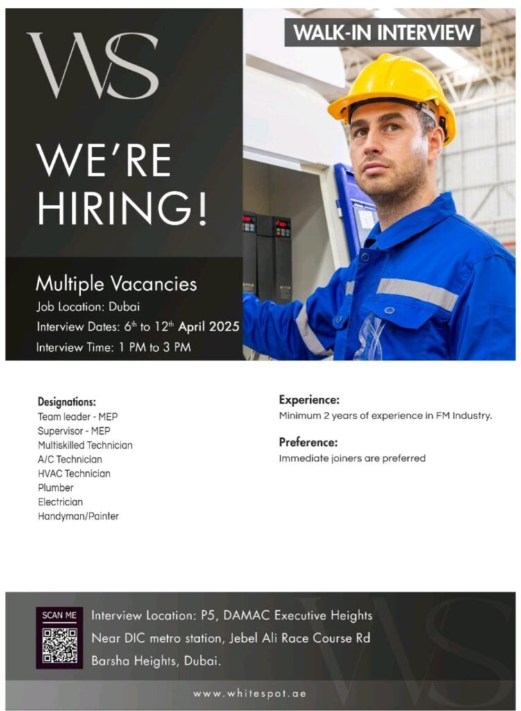 Whitespot Walk in Interview in Dubai 2025: Dates, Venues, and Key Details