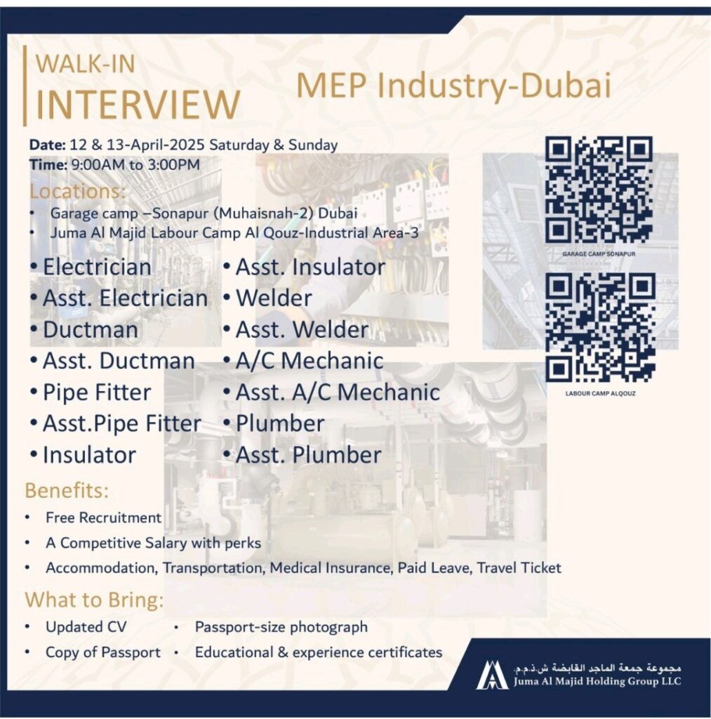 Juma Al Majid Holding Walk in Interview in Dubai 2025: Dates, Venues, and Key Details