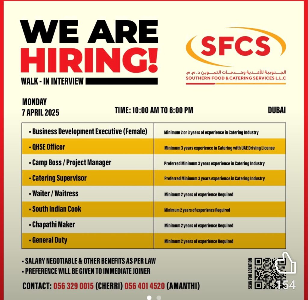 SFCS Group Careers Walk in Interview in Dubai & Abu Dhabi 2025: Dates, Venues, and Key Details
