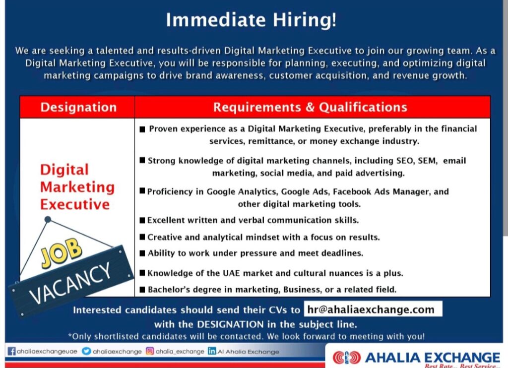 Ahalia Exchange Dubai Careers 2025: Dates, Venues, and Key Details