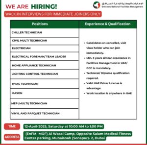 Emirates National FM Walk in Interview in Dubai 2025: Dates, Venues, and Key Details