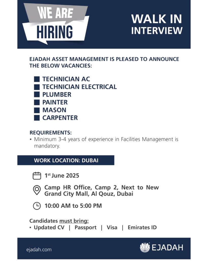 Ejadah Walk in Interview in Dubai 2025: Dates, Venues, and Key Details