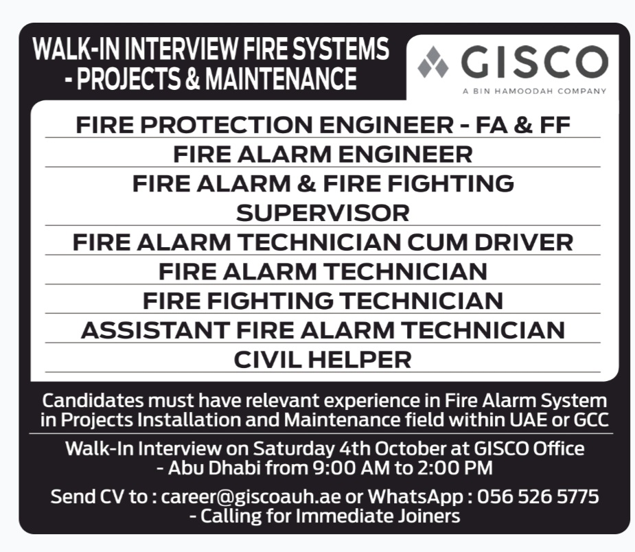 GISCO Walk in Interview in Abu Dhabi 2025: Dates, Venues, and Key Details