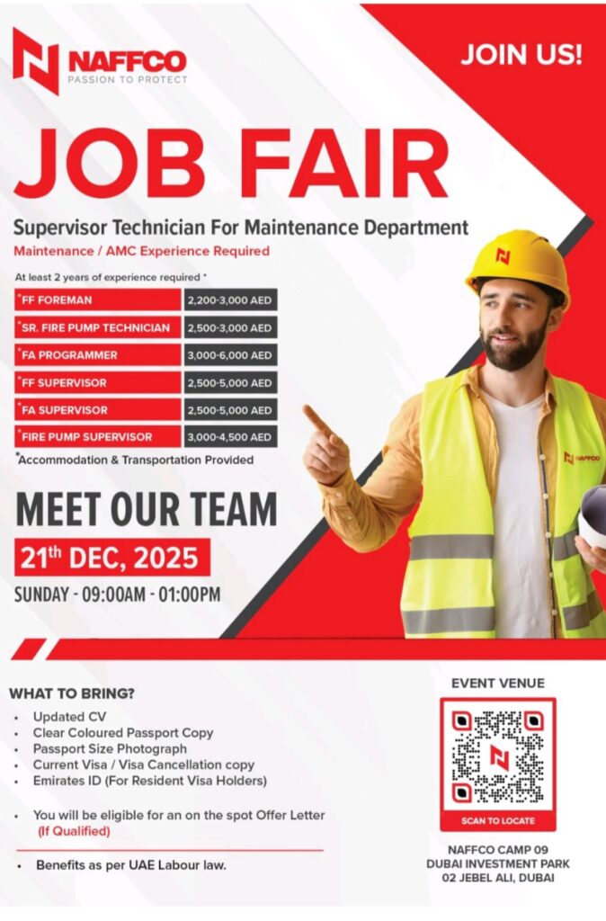NAFFCO Hosts Job Fair for Maintenance and AMC Professionals in Dubai