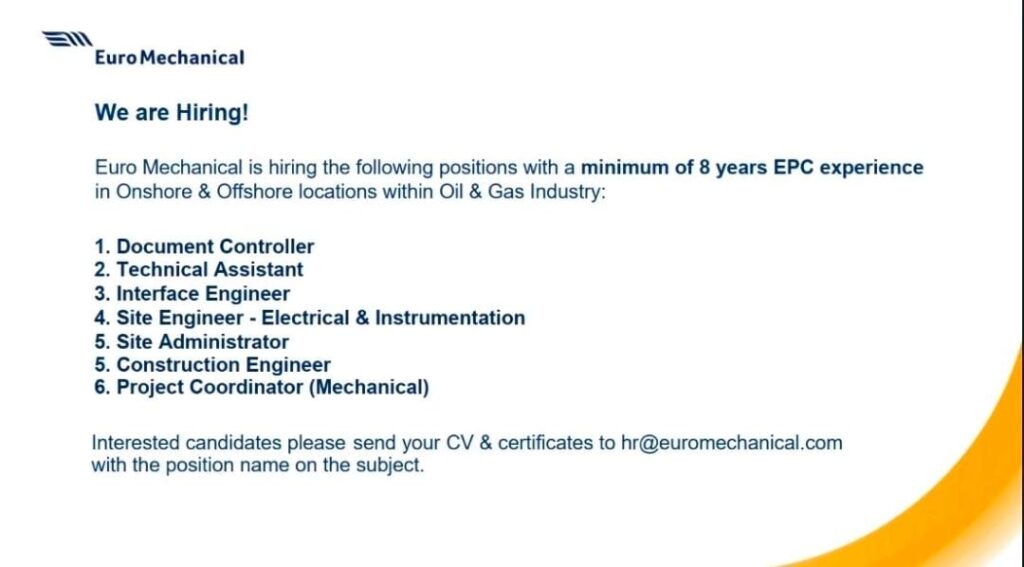 Euro Mechanical Careers in Abu Dhabi Multiple Vacancies 2025