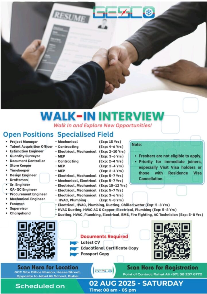 GESCO Walk-In Interviews in Dubai 2025