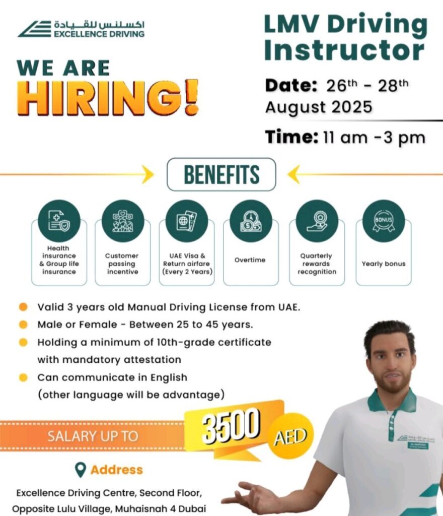 Excellence Driving Announces Walk-in Interview Opportunity in Dubai: Accelerate Your Career 2025