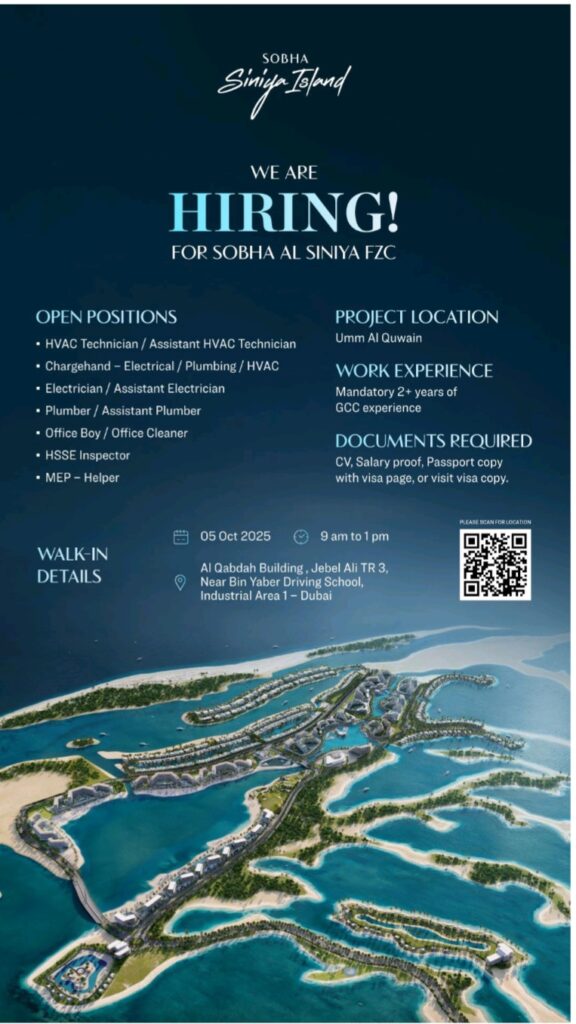 Secure Your Career at Sobha’s Siniya Island Project: Walk-in Interviews 2025