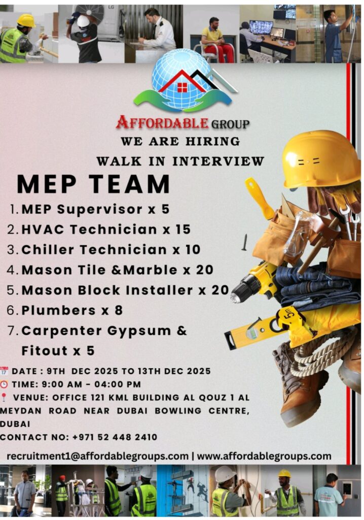 Affordable Group Walk in Interview in Dubai 2025: Dates, Venues, and Key Details