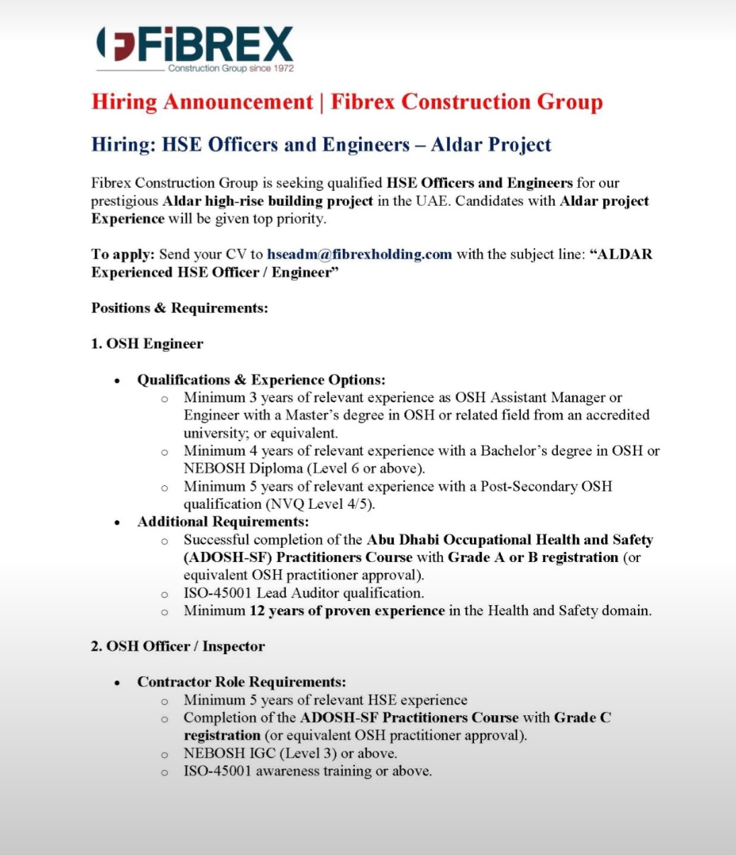 Fibrex Construction Group Hiring: Build Your Career on Prestigious UAE Projects Fibrex Construction Group Hiring: Build Your Career on Prestigious UAE Projects