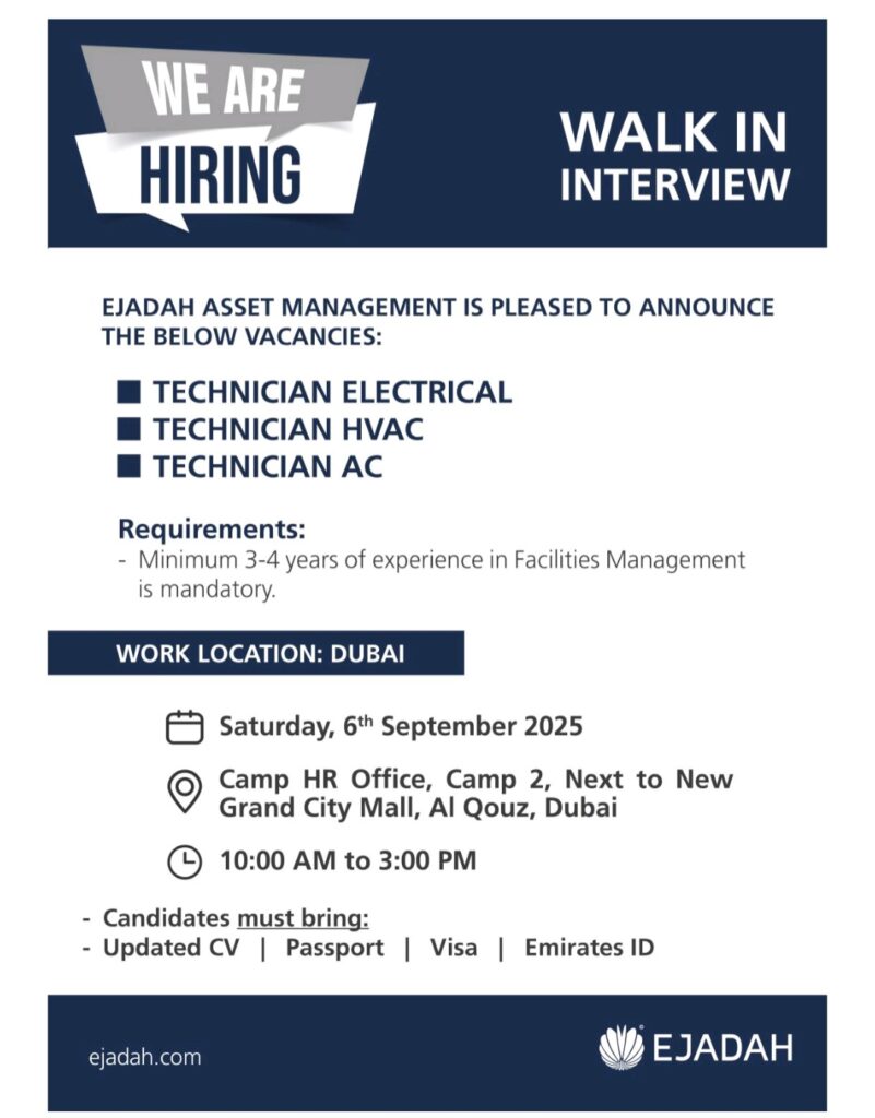 Ejadah Walk-In Interviews in Dubai: Your Gateway to a Facilities Management Career