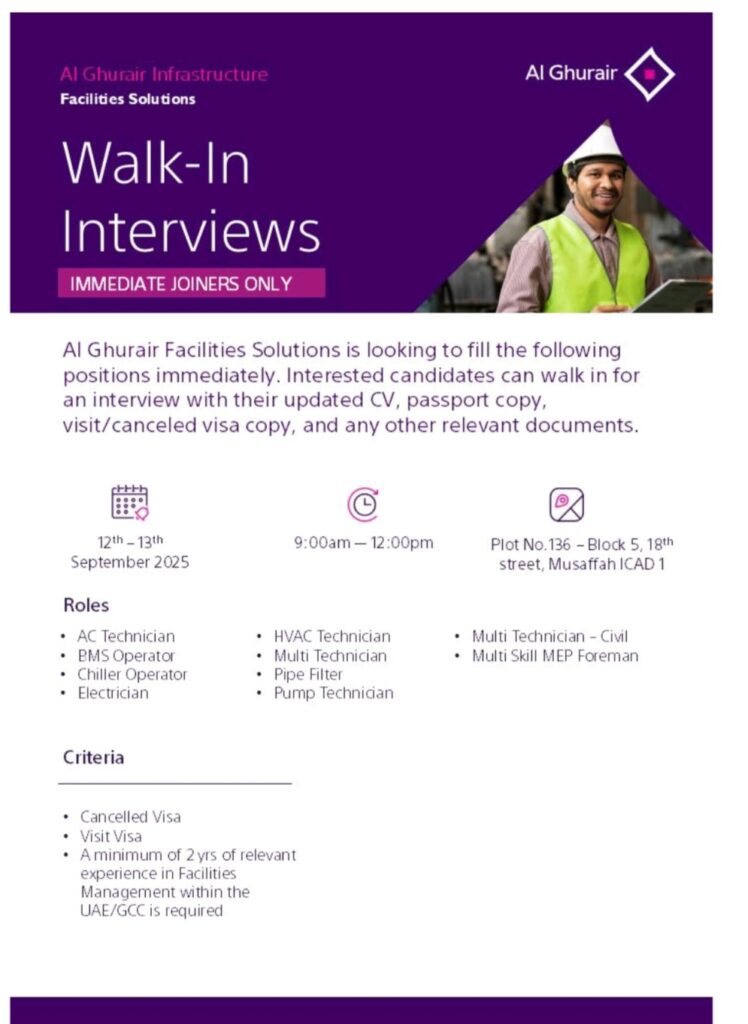 Join AI Ghurair Facilities Solutions
