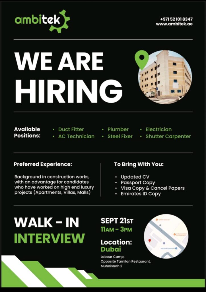 Ambitek UAE Walk-In Interviews