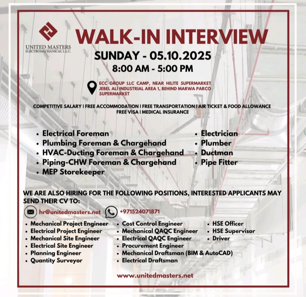 Join United Masters Electromechanical's Dynamic Team in the UAE 2025: Dates, Venues, and Key Details