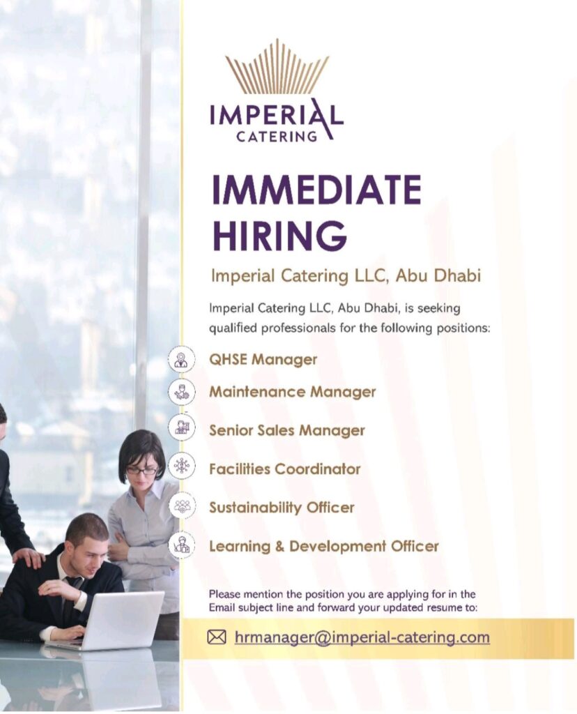 Imperial Catering Careers in Abu Dhabi Multiple Vacancies