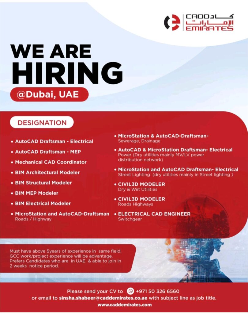 CADD Emirates is Hiring in Dubai: Explore AutoCAD, BIM, and MicroStation Careers