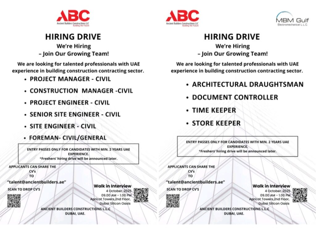 Build Your Career in the UAE: Ancient Builders Constructions Announces Massive Hiring Drive