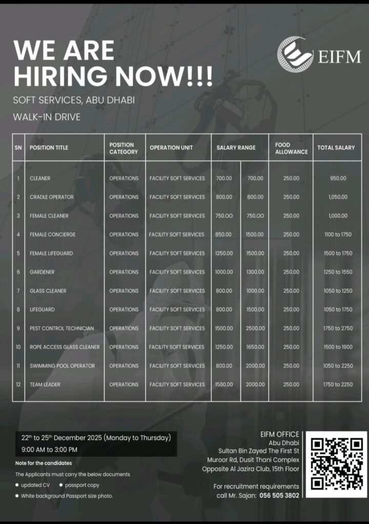 EIFM Soft Services Walk-In Drive in Dubai & Abu Dhabi